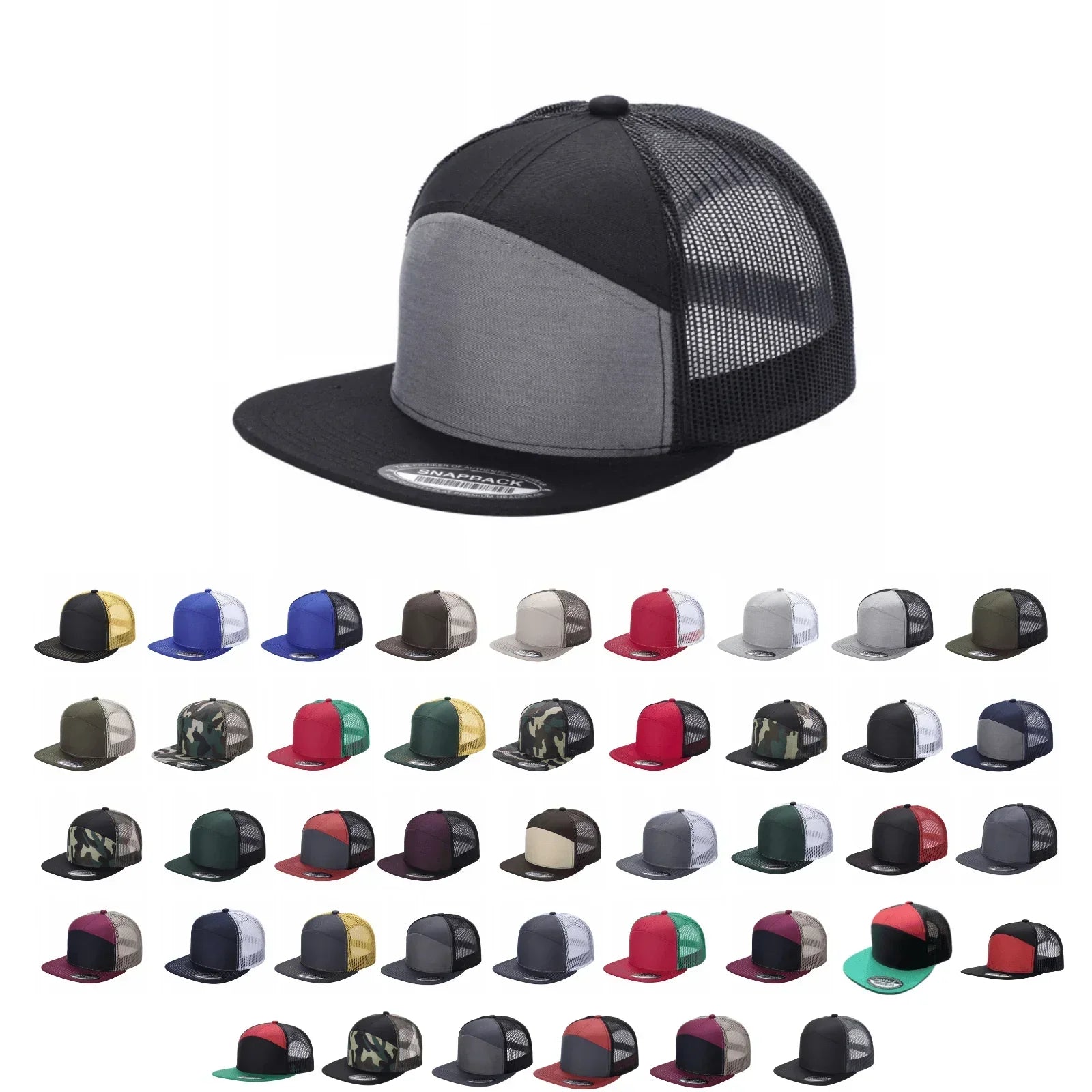 GORRA DE MALLA PLANA 7 PANELES