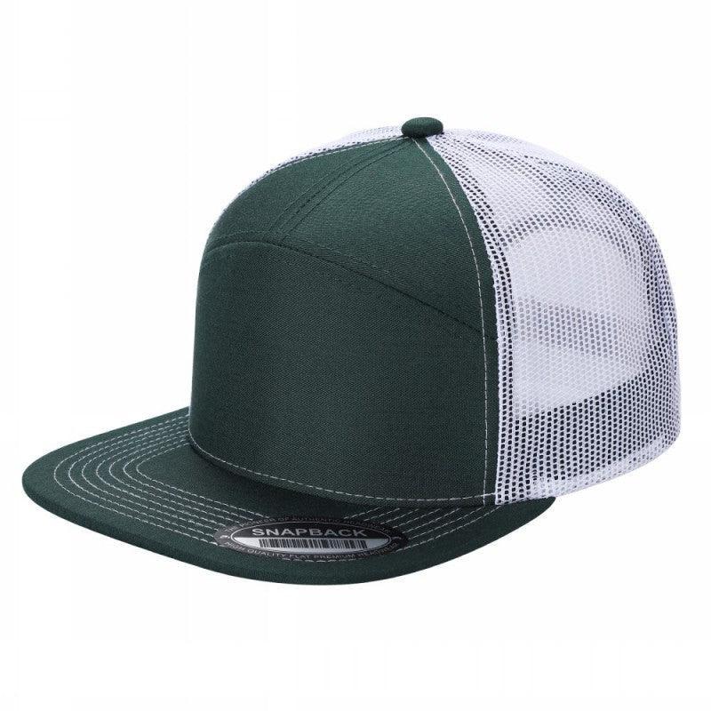 Gorra plana de malla 7 paneles Blanco/musgo