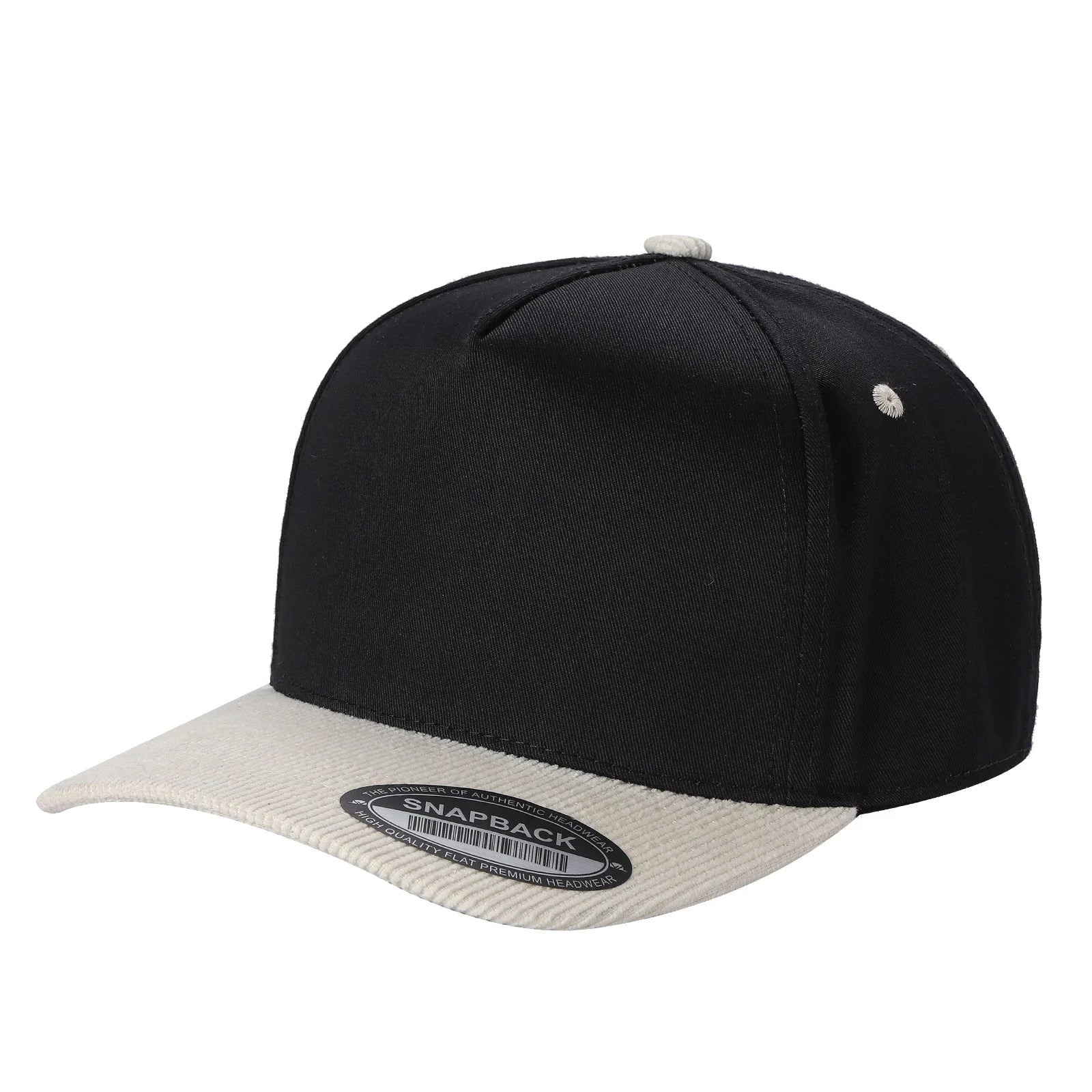 SNAPBACK CON VICERA DE CORDUROY NEGRO/BEIGE